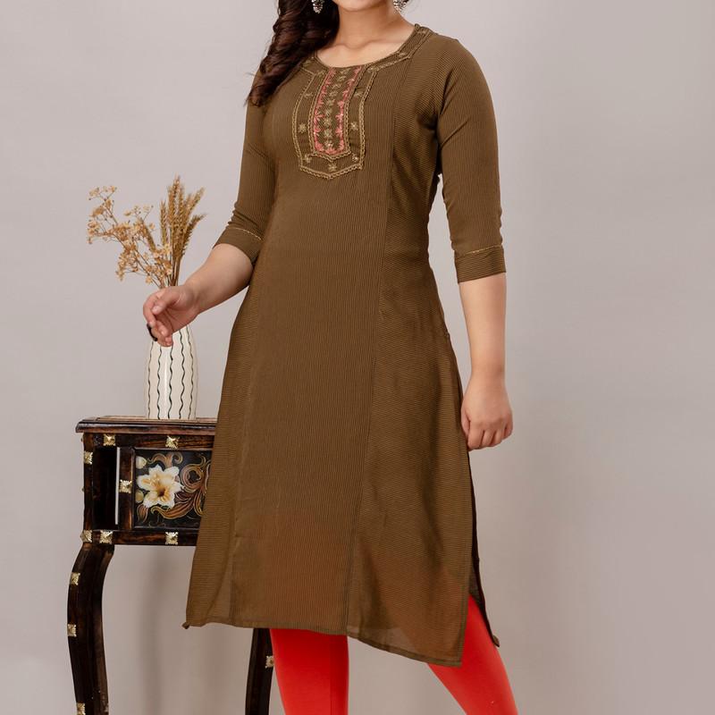 Martini - Georgette Embroidered Straight Kurti