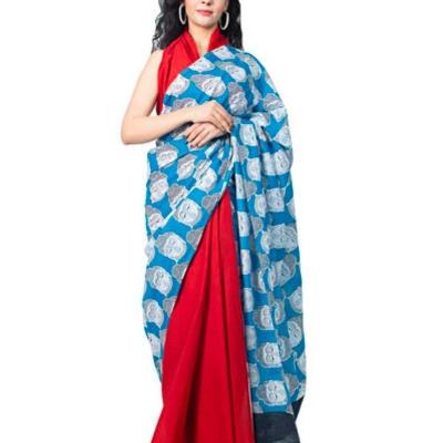 Addey - Cotton Mulmul Printed Saree With Blouse