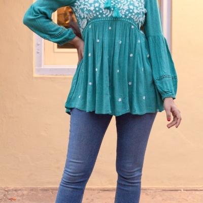 Mares - Viscose Embroidered Western Tops