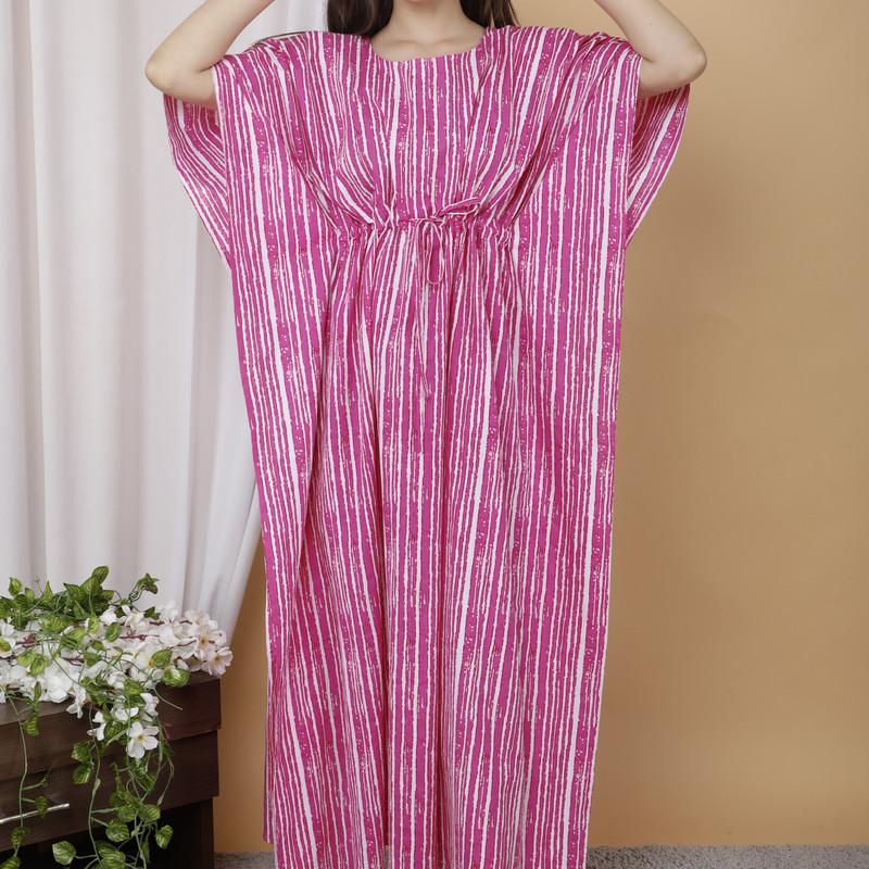 Martini - Cotton Stripe Printed Long Kaftan