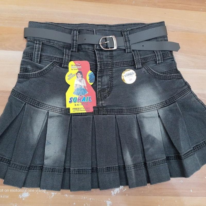Aaron - Girls Black Denim Skirts
