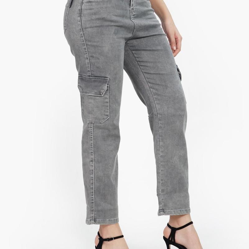 Mou - Womens Denim Cargo Jeans
