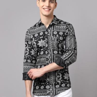 Radha - Cotton Dobby Block Printed Mens Shirt