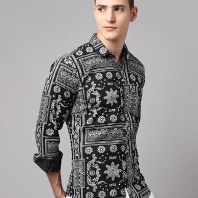 Radha - Cotton Dobby Block Printed Mens Shirt