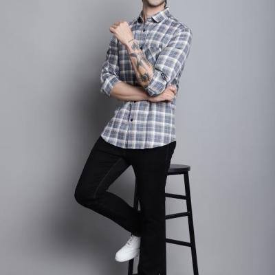 Radha - Cotton Dobby Checkered Mens Shirt