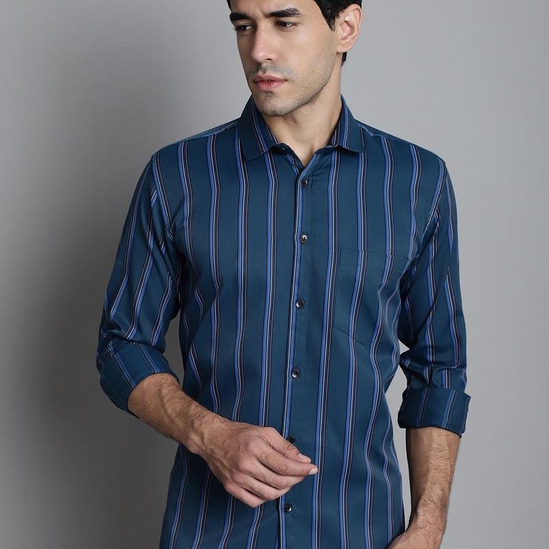 Radha - Cotton Full Sleeve Stripes Men's Shirt