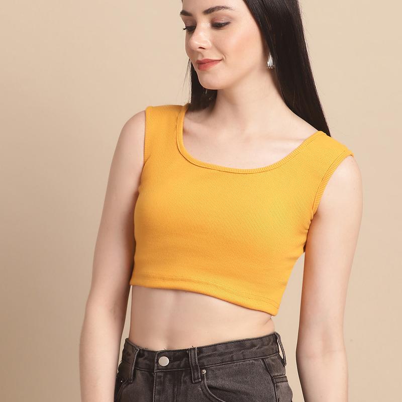 Radha - Casual Crop Cotton Solid Women T-Shirt
