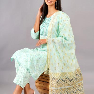 Jessie - Viscose Rayon Printed Embroidery Work Kurti With Pant And Dupatta