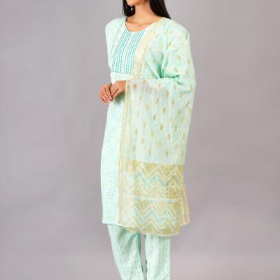 Jessie - Viscose Rayon Printed Embroidery Work Kurti With Pant And Dupatta