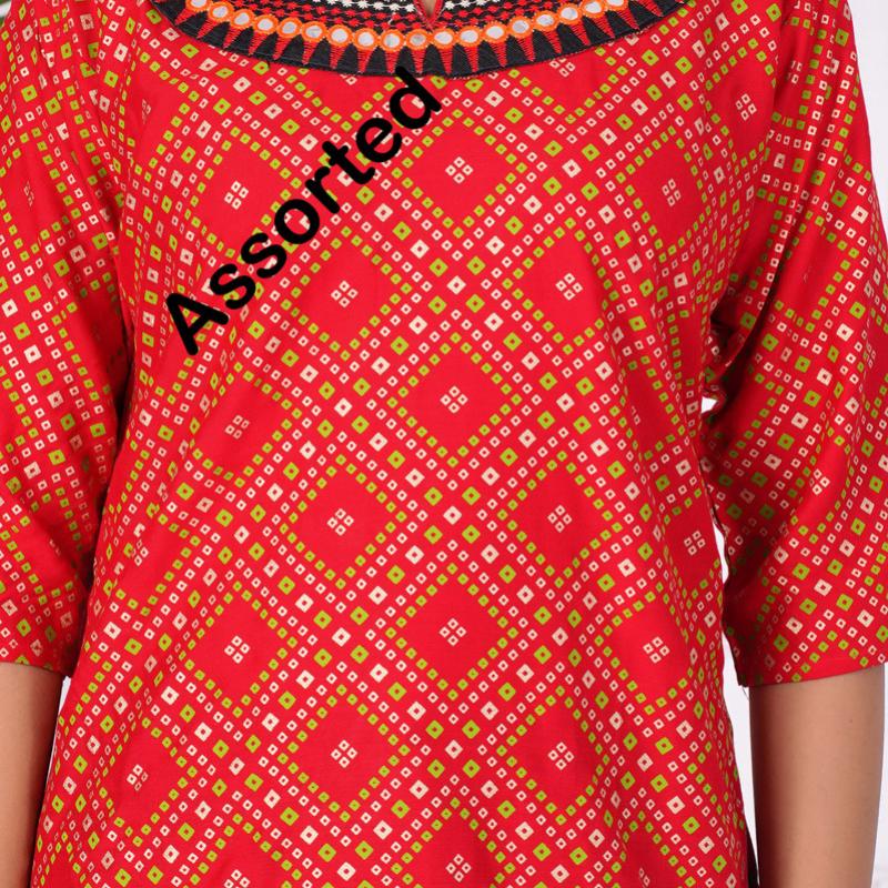 Shilu - Cotton Blend Straight Printed Short Top